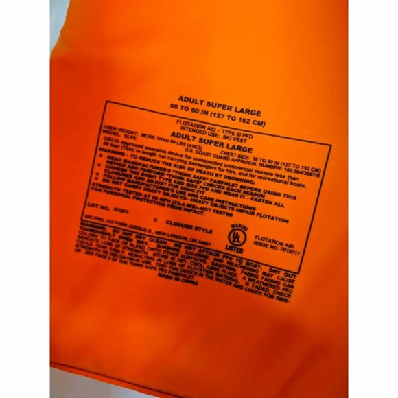 Slippery Hydro S13 Life Vest Watercraft Black Orange Blue Size Super XL NEW - Picture 7 of 8